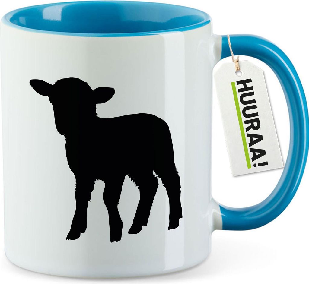 Huuraa Kaffeetasse Lamm Silhouette 330ml Blau Keramik Kaffeebecher Geschenkidee