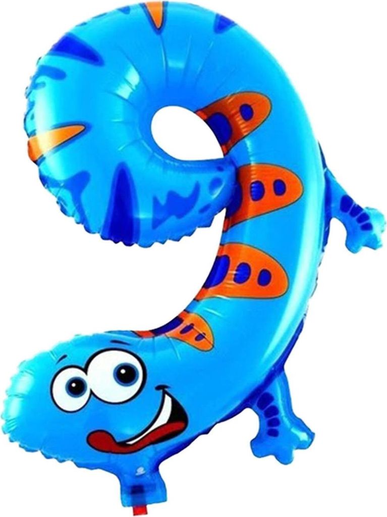 Folienballon Zahl 9, ca. 40 cm, Tier Motiv Produktbild 