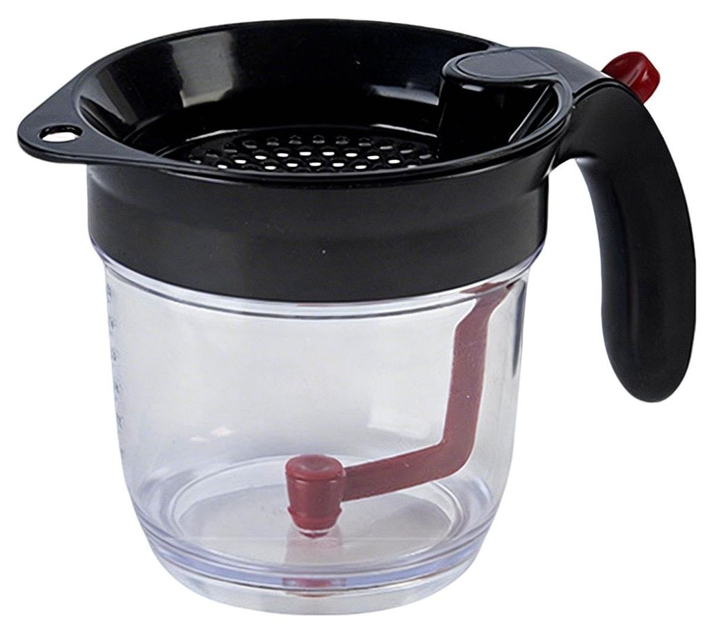 Fettabscheider Küche 1L, Fetttrenner mit Filter & Skala, trennt Fett von Soßen & Brühe, praktischer Küchenhelfer