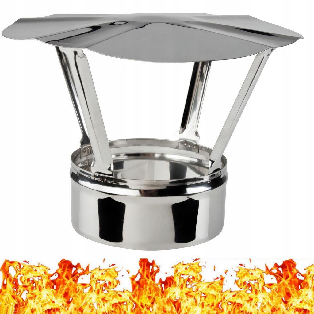 Edelstahl Schornstein Regenhaube Regenhut Regenschirm Kamin Abdeckung Haube für Kaminrohr Ofenrohr Rohr Ø 120 mm