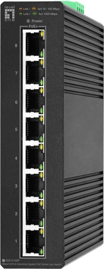 LevelOne Switch 8x GE IGS-2108P 8xPoE Outputs schwarz (IGS-2108P)