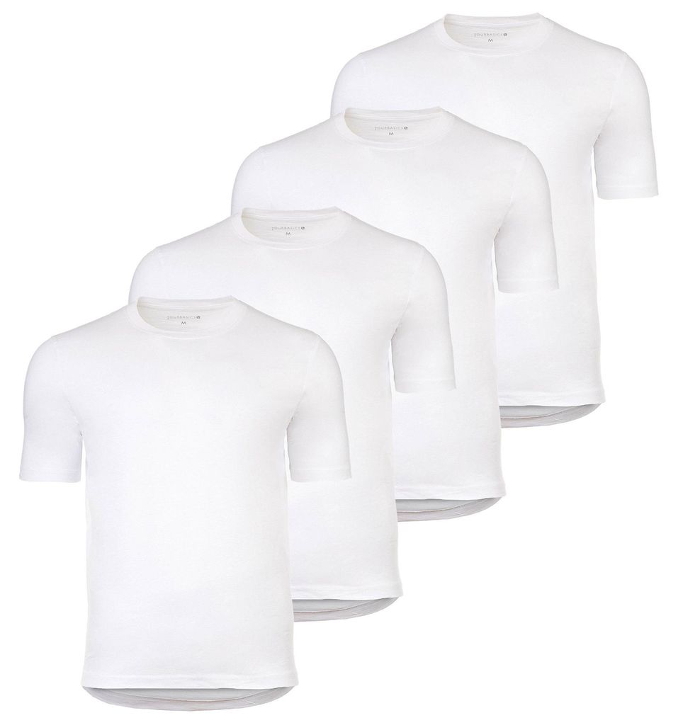 YOURBASICS Herren T-Shirt, 4er Pack - IAN, Baumwolle, Regular Fit, Rundhals, Basic Weiß 3XL