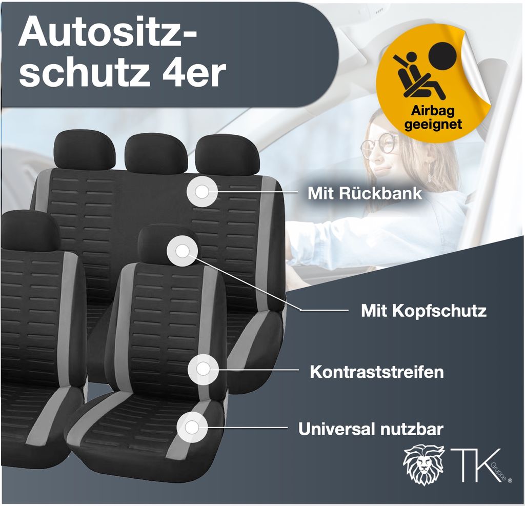 Auto Sitzbezüge - 4er Set in Schwarz - von Sparco
