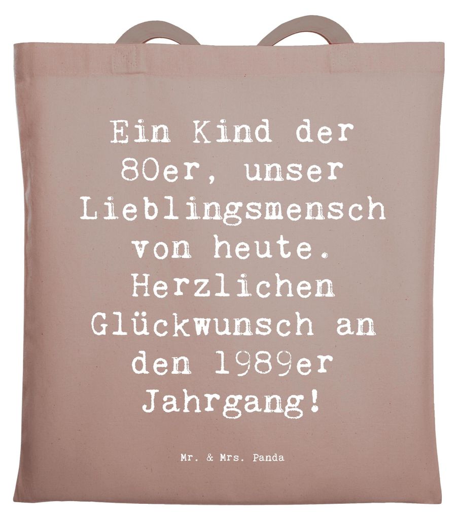 Mr. & Mrs. Panda Tote Bag Spruch 1989 Geburtstag - Braun Pastell - Geschenk, Jahrgang 89, 1980er, Geburtstagsgeschenk, Beutel, Handgefertigte Gesch...