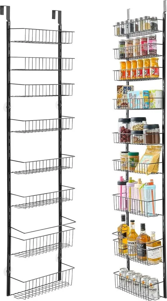 Organisateur de porte réglable 9 niveaux, stockage cuisine modulable
