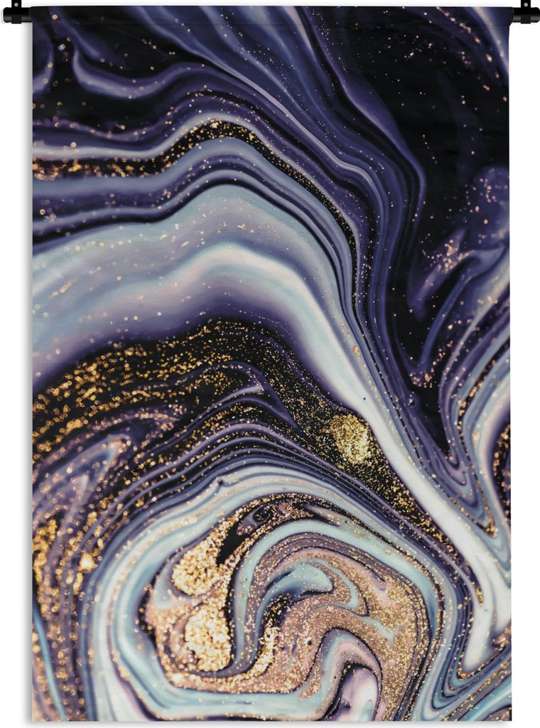 MuchoWow Wandteppich Wandbehang Marmor - Lila - Luxus - Marmoroptik - Glitzer 120x180 cm Tapisserie Dekoration Wandtuch - Schlafzimmer - Dekorati...