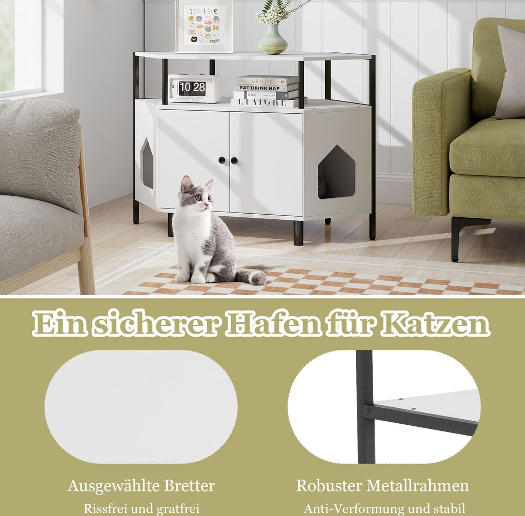 COSTWAY Katzenschrank Katzentoilette für Ecke, Katzenhaus Produktbild 6