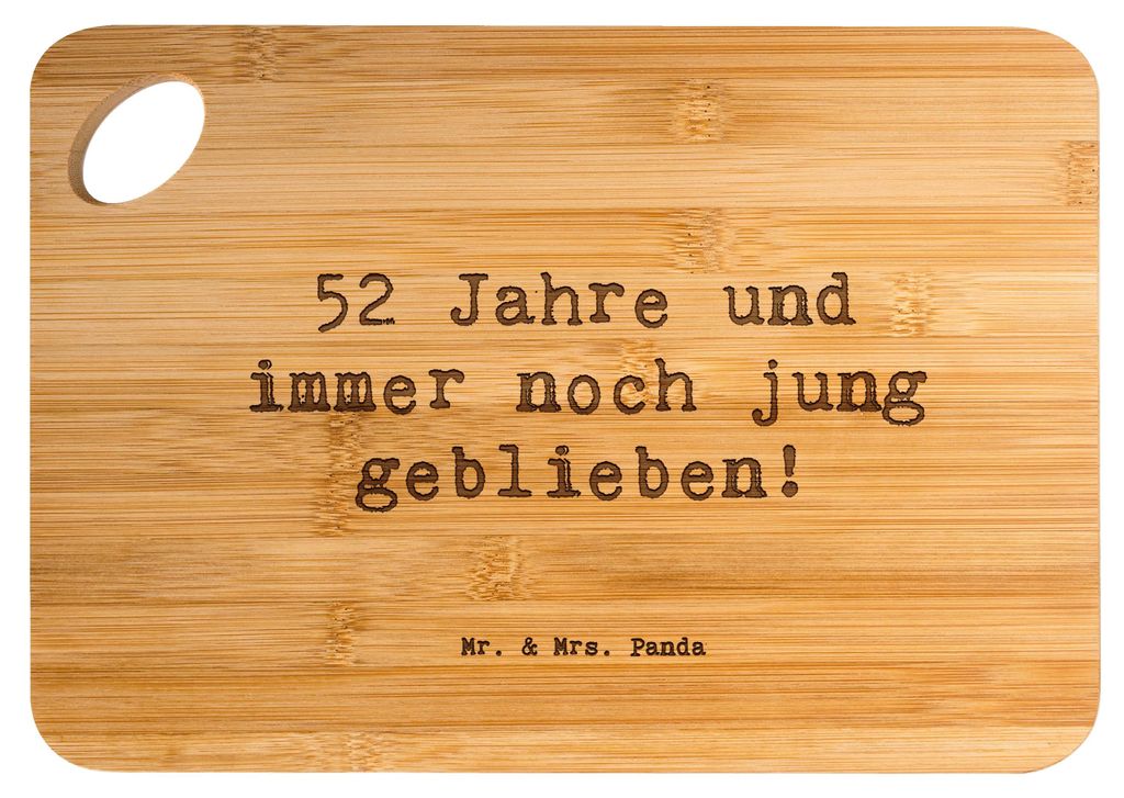 Mr. & Mrs. Panda schneidbrett Spruch 52. Geburtstag Jung geblieben - Transparent - Geschenk, liebevoll handgefertigt, Frühstücksbrett, brotzeitbr...