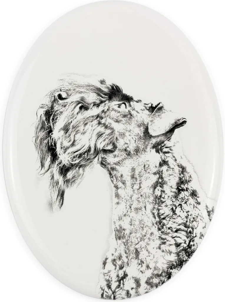Kerry Blue Terrier - targa commemorativa con immagine di cane, lapide con stampa, targa ovale personalizzata del marchio Art-Dog