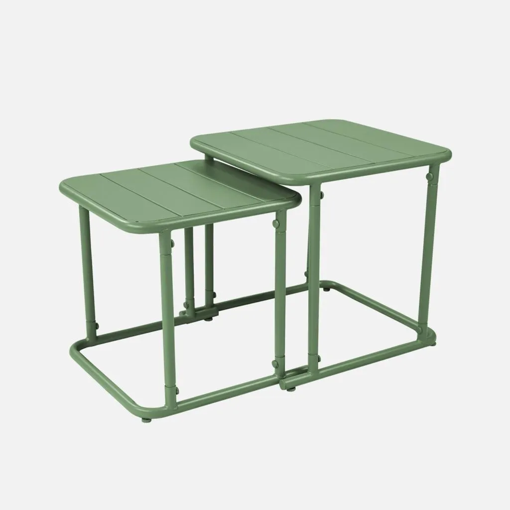 Set 2 Tavolini Quadrati Acciaio 45cm Verde Salvaspazio Design Moderno