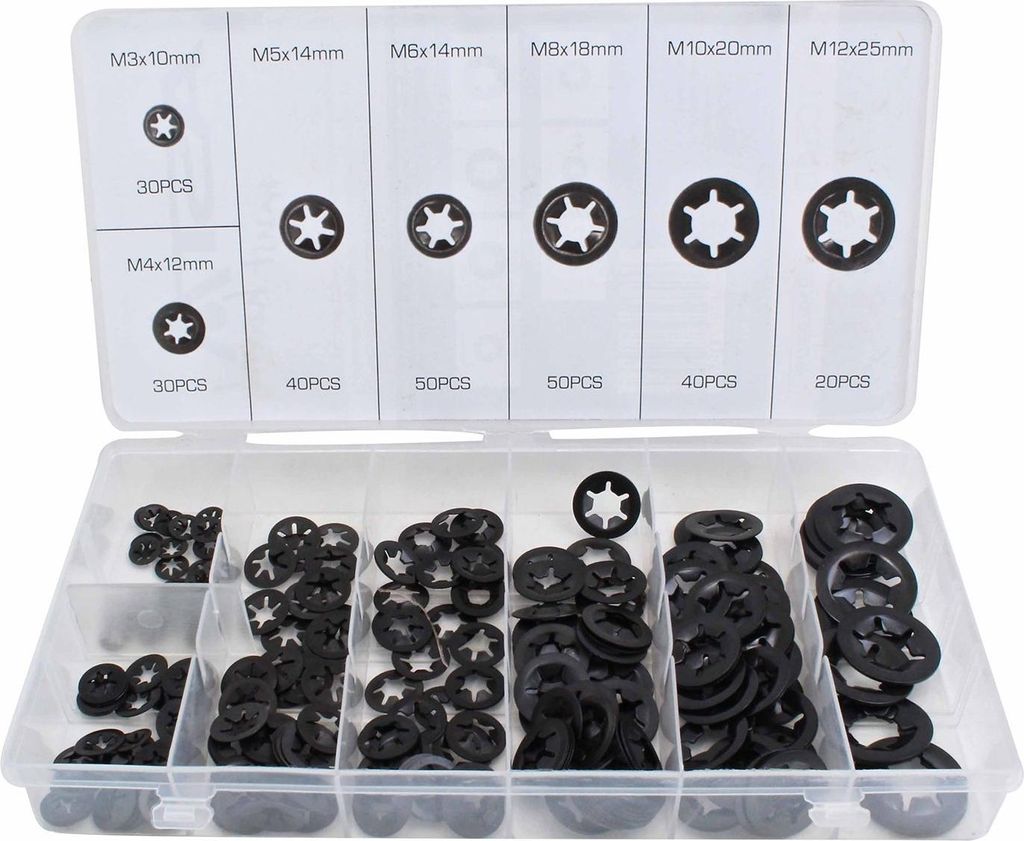 Podložky bezpečnostné - poistné, Starlock M3 - M12, 260ks Obrázok produktu 