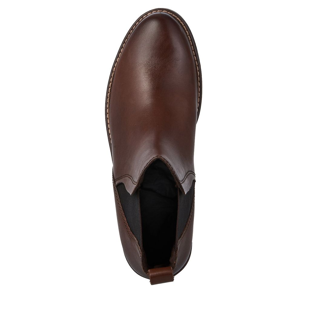 MARCO TOZZI Damen Stiefelette Chelsea Boot Leder Gummizug Stretch 2-25366-41, Größe:39 EU, Farbe:Braun