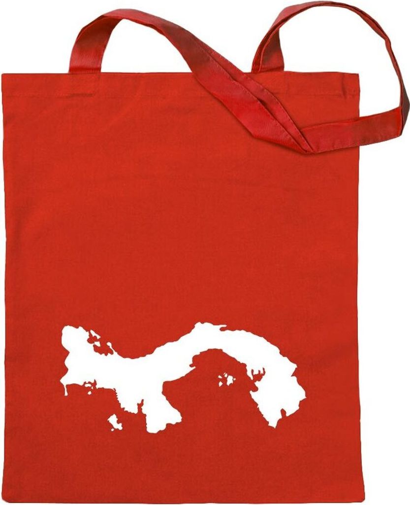 Kiwistar - Baumwolltasche - rot - Panama Umriss Kontur - Tragetasche Stoffbeutel Umhängetasche Langer Henkel