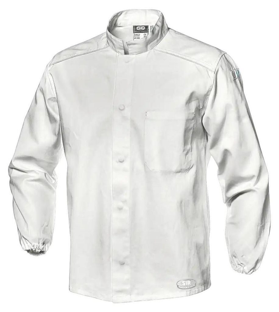 Sir Safety SYMBOL Arbeitsjacke Herren aus Baumwolle mit metalldetektierbaren Knöpfen weiß, M, WEISS