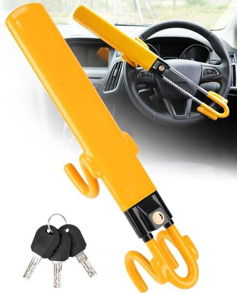 Auto-Sicherheitschlüssel Diebstahlschutz universell einstellbar PVC-Schutz für Autos SUVs Campingfahrzeuge Caravans 3 Schlüssel Gelb