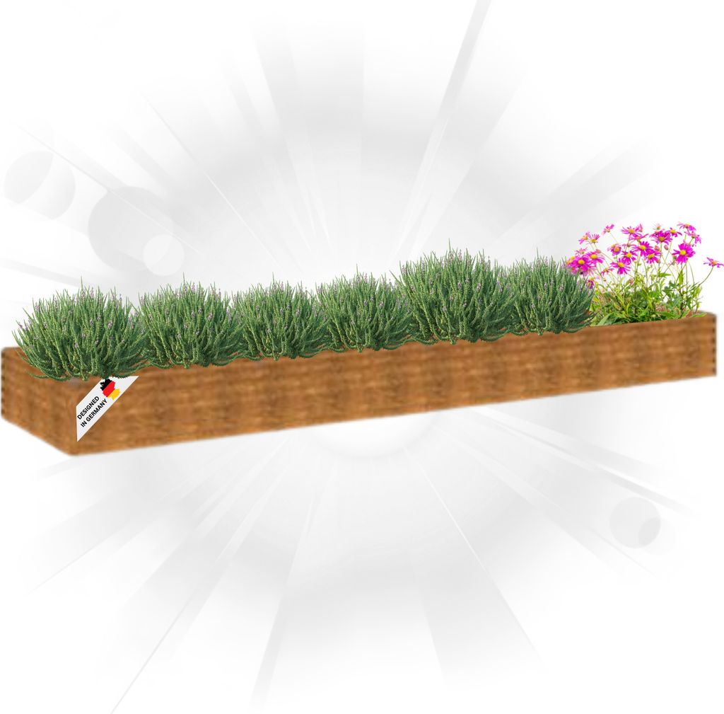 DELUKE Hochbeet aus Cortenstahl AKSEL | unten offen | Pflanzenbeet Metall Gartenbeet Blumenbeet Beet hoch Frühbeet für Garten Gemüsebeet, 387x...