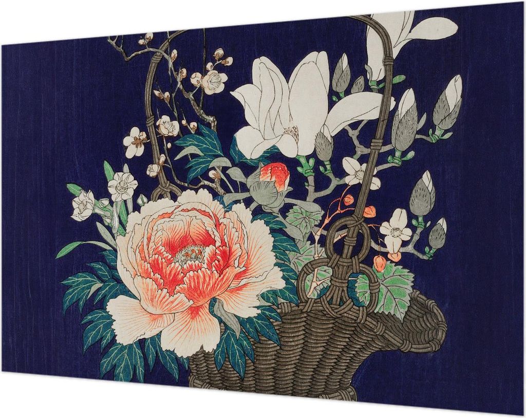 Wandtapete - Dekorative Tapete für Wohnzimmer- Tapetenfolie für Wanddekoration - 104x70 cm - Blumenkorb