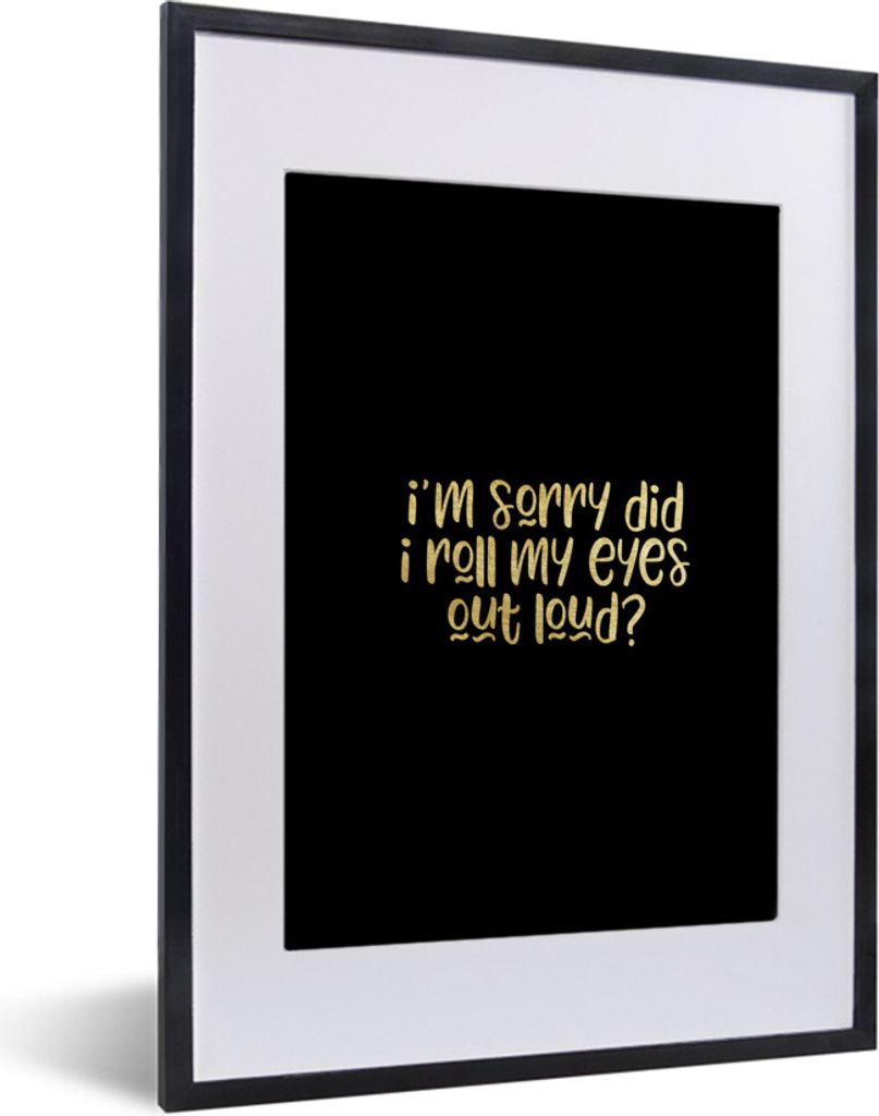MuchoWow Gerahmtes Poster Zitat - Augen - Schwarz - Gold 30x40 cm - Poster mit Schwarzem Bilderrahmen Wandposter Rahmen Foto Bilder - Wandposter ...