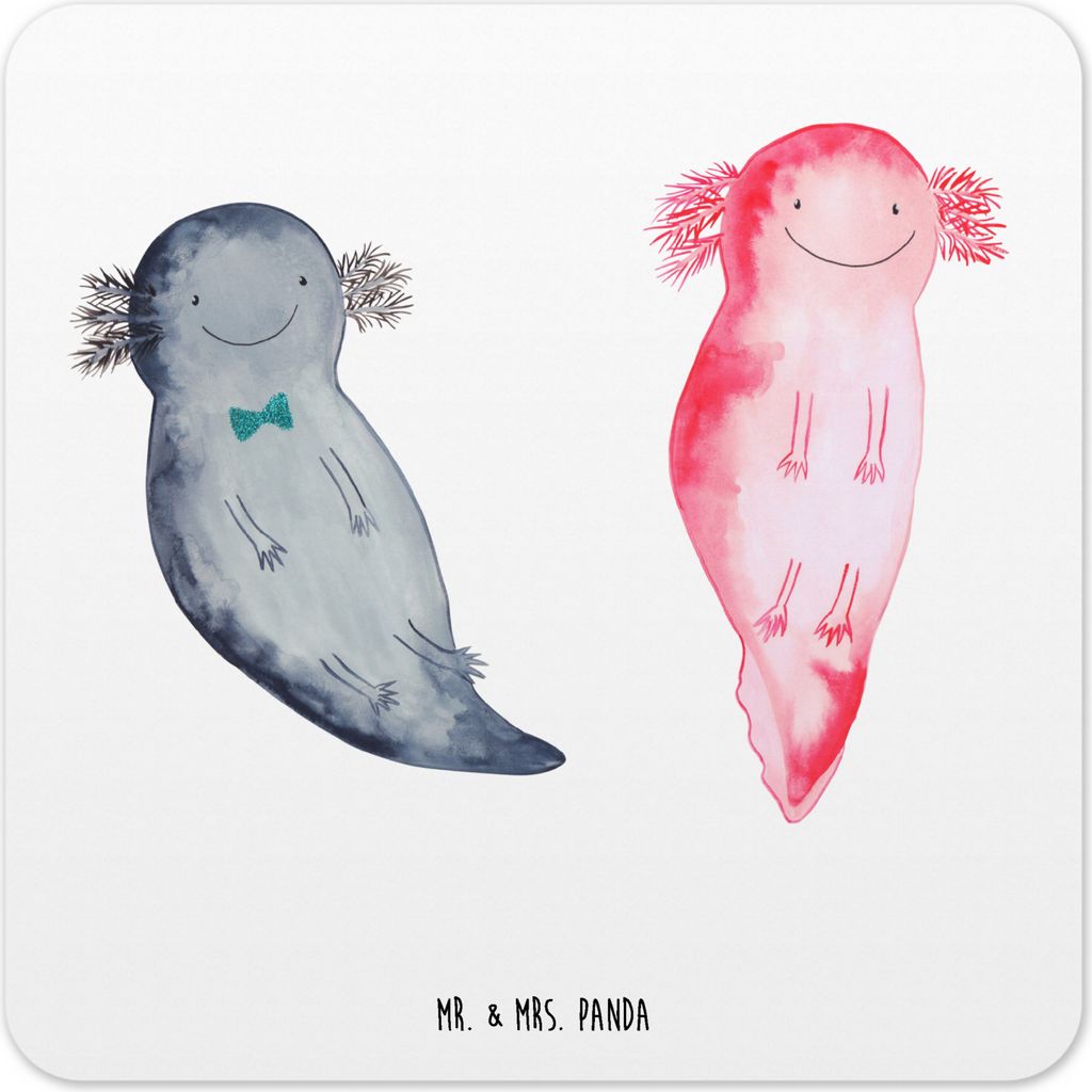 Mr. & Mrs. Panda Untersetzer für Gläser Axolotl Freundin 10er Set - Weiß - Geschenk, Liebe, Glas-Untersetzer, Getränke, Getränkeuntersetzer, T...