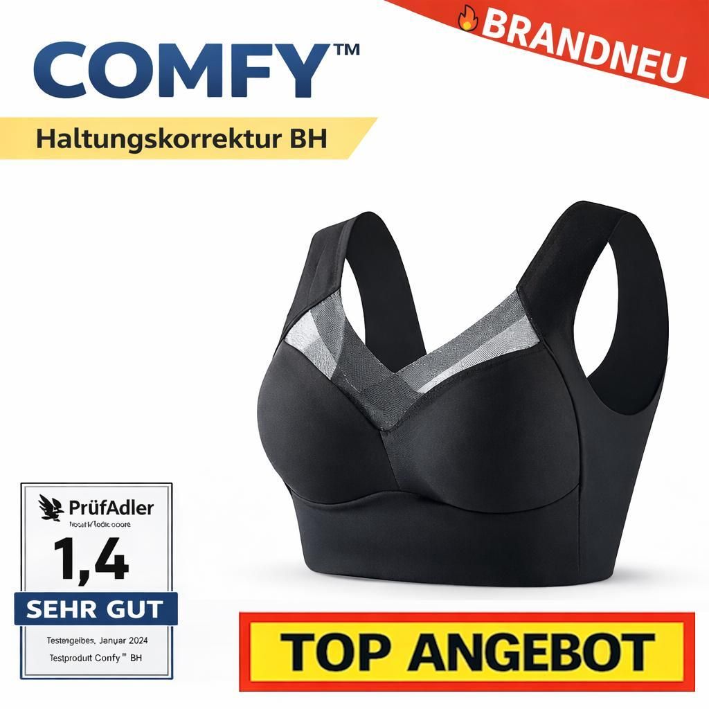 Comfy Haltungskorrektur BH Bügellos Damen Stütz BH Komfort Push-Up Support Bra: Schwarz / XXL