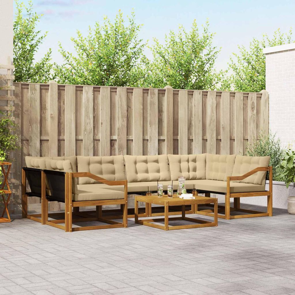 (Robust Möbel)Outdoor-Sofagarnitur - CLORIS - Balkonmöbe/Sitzgruppe - mit Kissen 7 pcs - Moderne Design - Natur und Beige - Gartensofas NeuM...