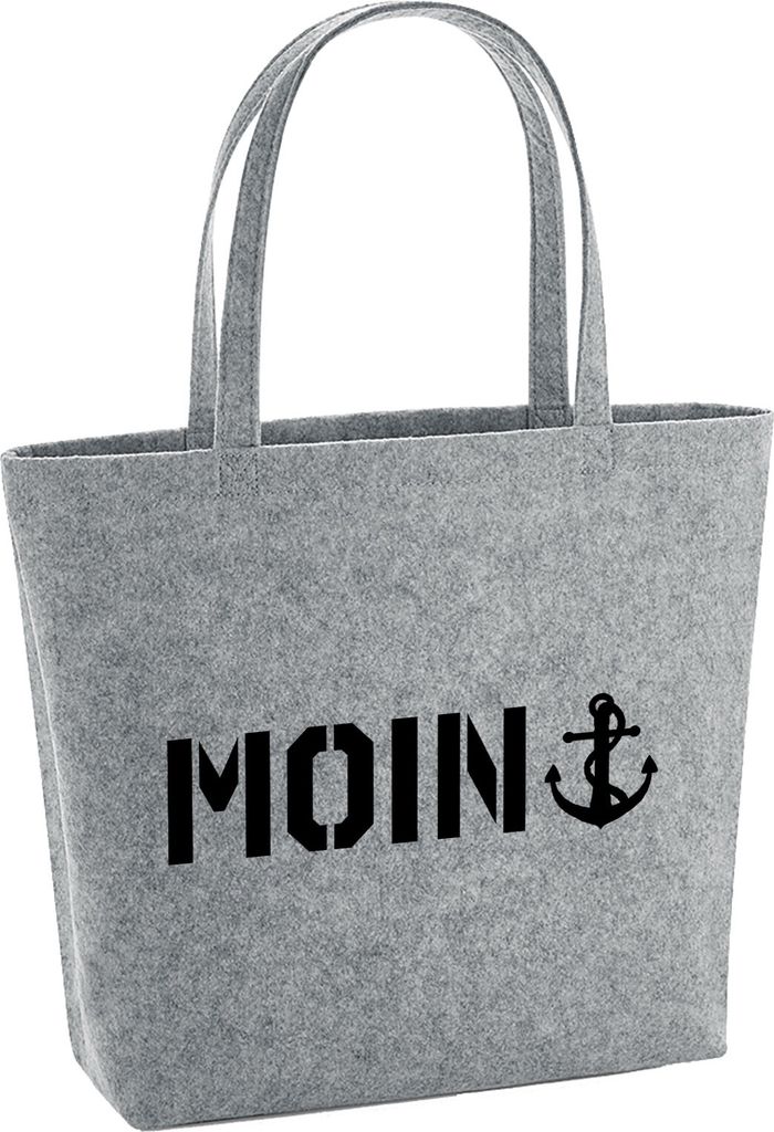 Huuraa Filzshopper Moin Anker 22 Liter Grey Melange Filztasche Geschenkidee