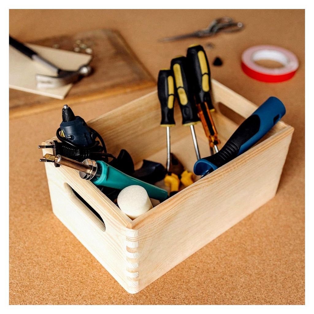 Große Holzkiste Obstkiste Korb | 30x20x13cm (+/-1cm) | mit Griffen | ohne Deckel | Unlackierte Holzbox | Für Dokumente, Wertsachen, Spielzeuge, W...