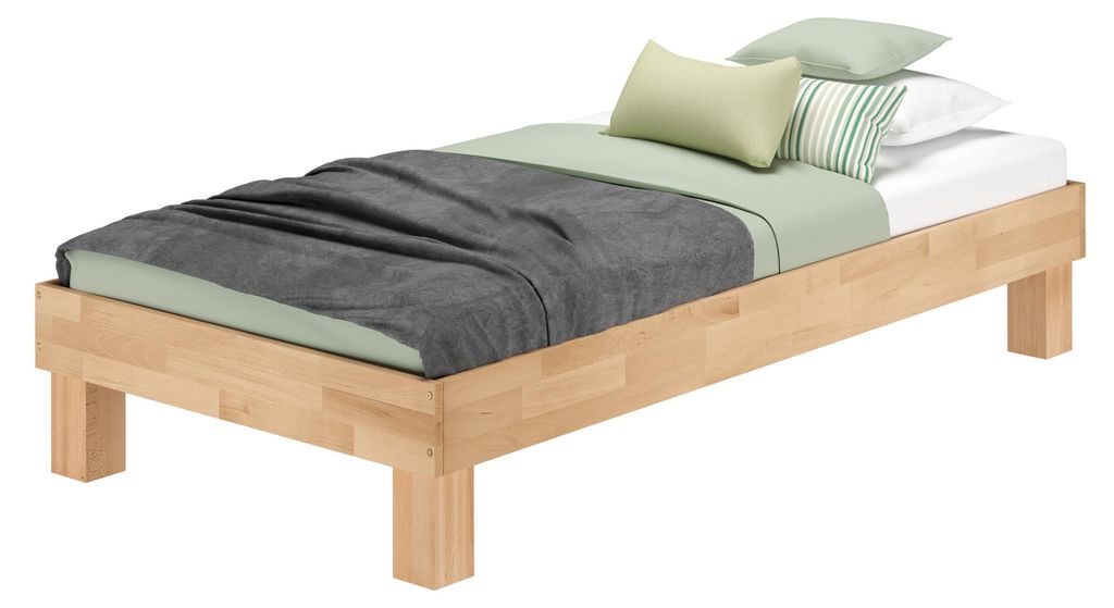 Holzbett breites Einzelbett 100x200 Buche geölt Futonbett Produktbild 