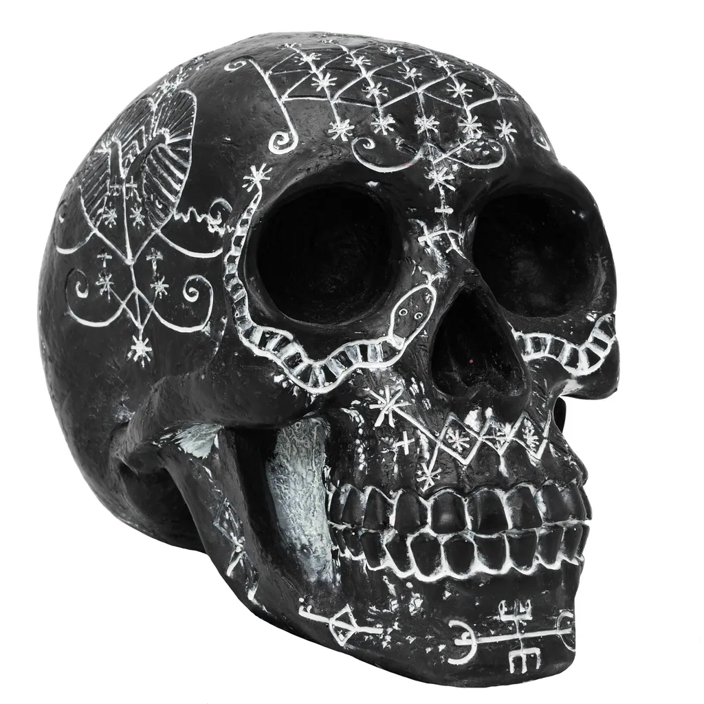Tête de mort noire pour décoration ésotérique - Idéal cabinet curiosité