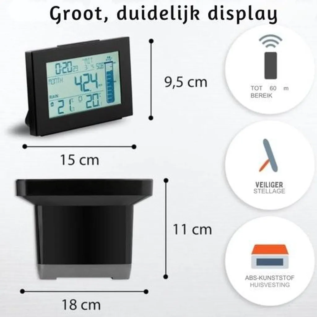 Pluviomètre intelligent sans fil avec alarme de pluie et écran LCD couleur
