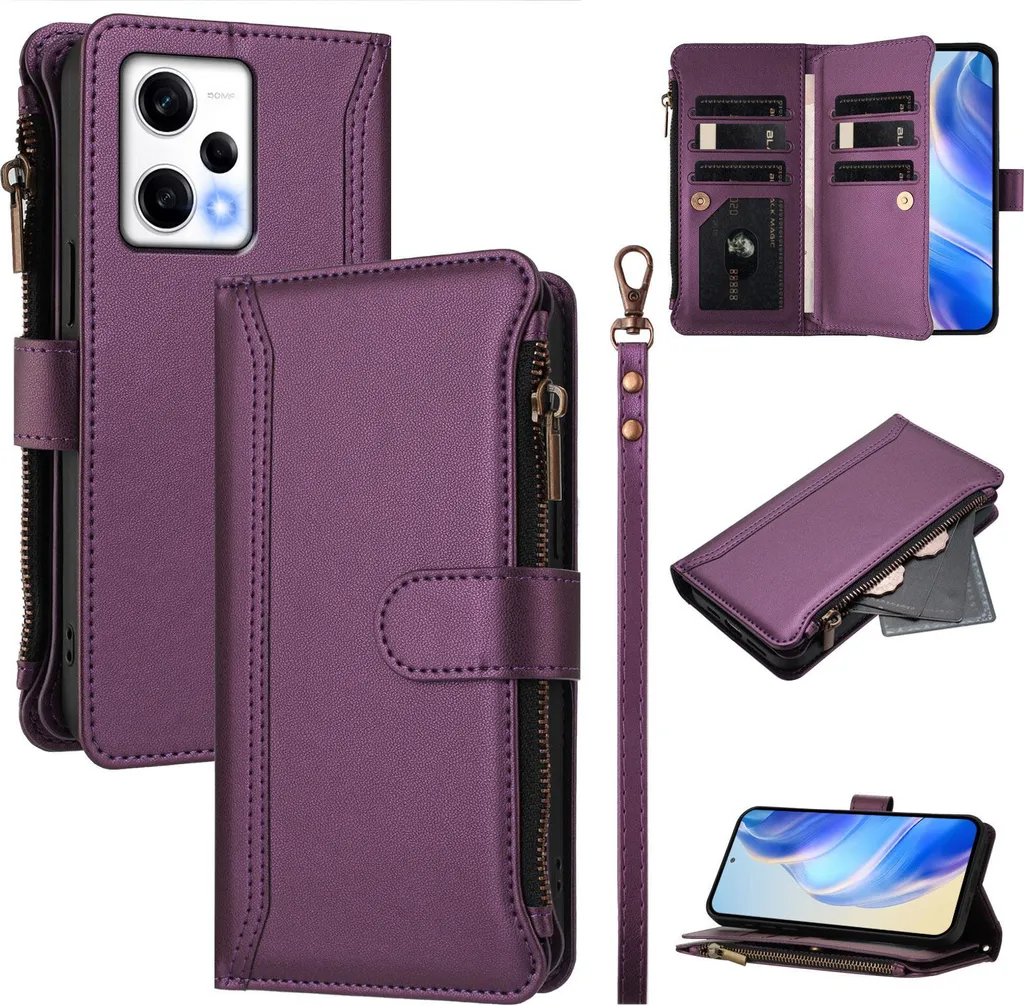 Custodia Portafoglio Flip In Pelle PU Per Xiaomi Redmi Note 12 4G, Con Slot Carte, Supporto Pieghevole E Chiusura Magnetica - Azzurro
