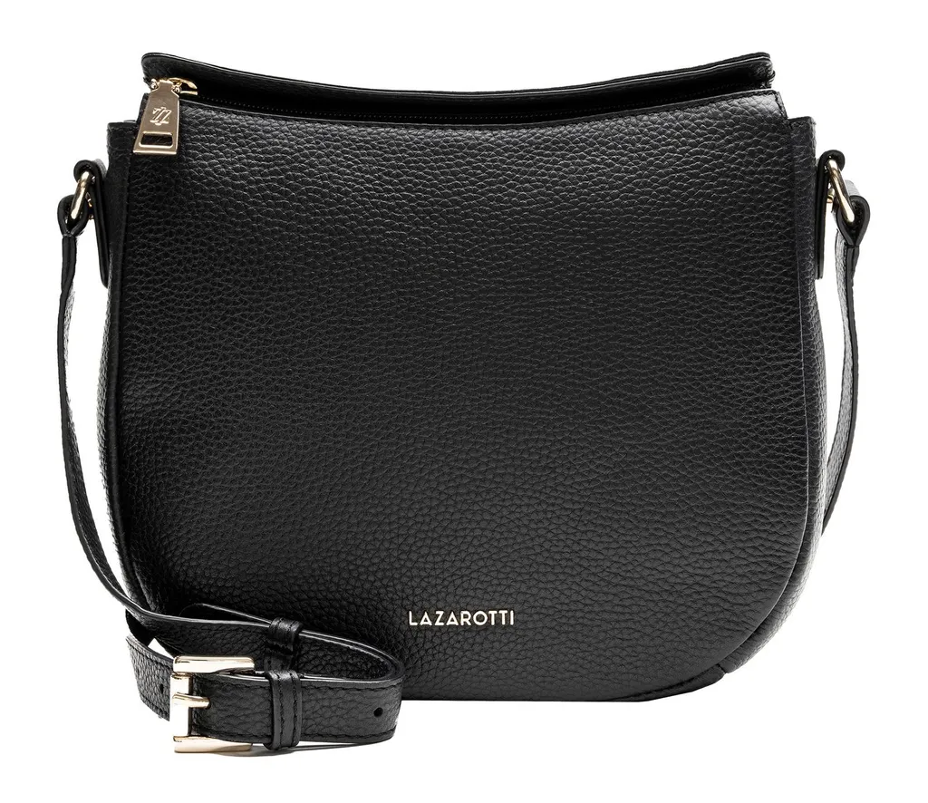 Sac bandoulière cuir noir Nola-13 Lazarotti finition cuir de qualité