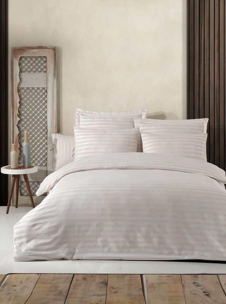 L'Essentiel Linge de Maison, Water Yollu Saten - Beige, Doppel-Bettbezug-Set (DE), Beige, 70 % BAUMWOLLE / 30 % POLYESTER, 200 x 200 cm