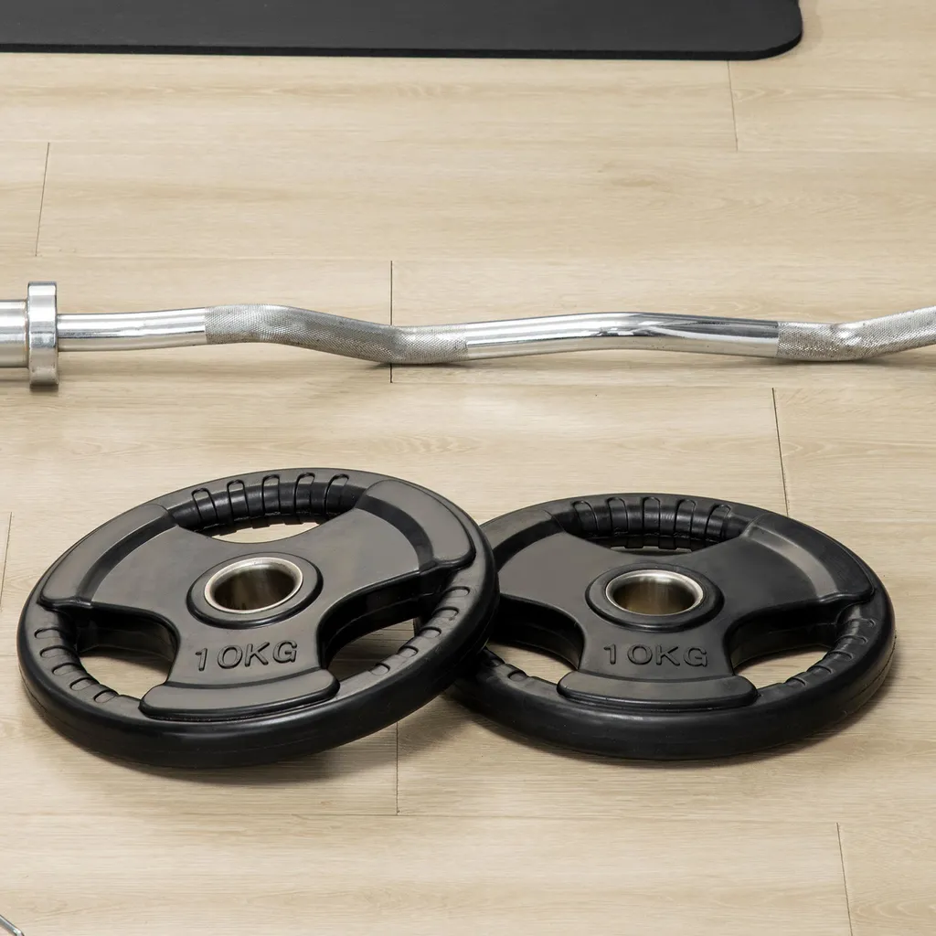 Lot de 2 disques olympiques 10kg en caoutchouc pour musculation pro - 7
