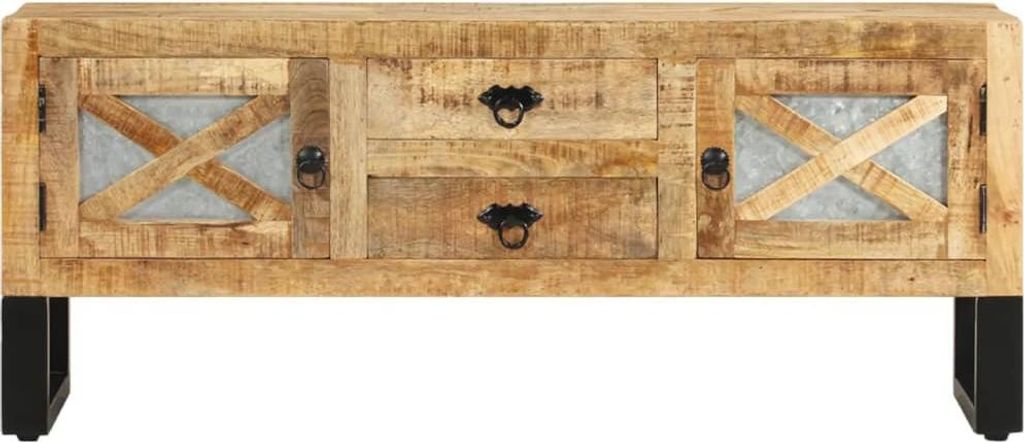 vidaXL TV-Schrank 110x30x45 cm Raues Mangoholz