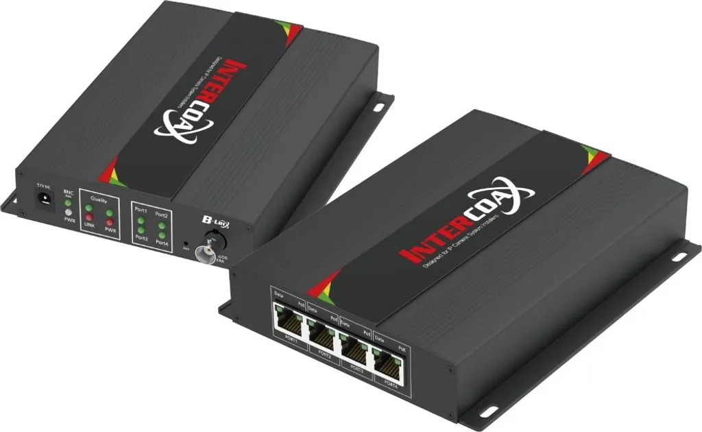 Commutateur PoC Intercoax ECP-2704T-1R-PKG avec Liaison 4 Ports T et 1 R