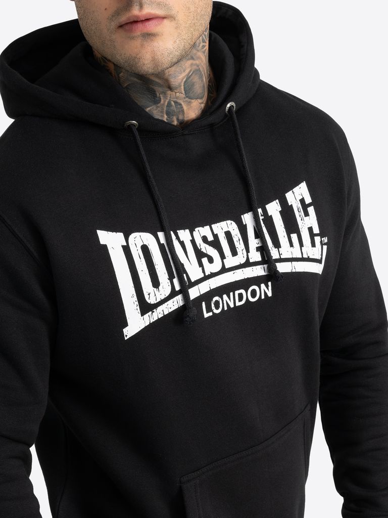 Pull à Capuche Femme Lonsdale Noir Taille M, Logo, Poches - Excellent état