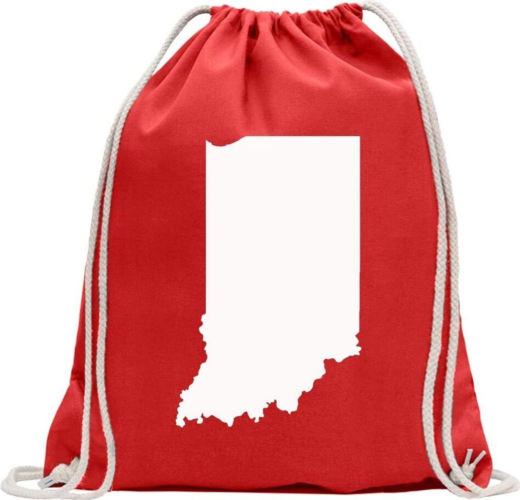 Kiwistar - Turnbeutel - rot - USA - Indiana Indianapolis - Fun Rucksack Sport Beutel Gymsack Baumwolle mit Ziehgurt