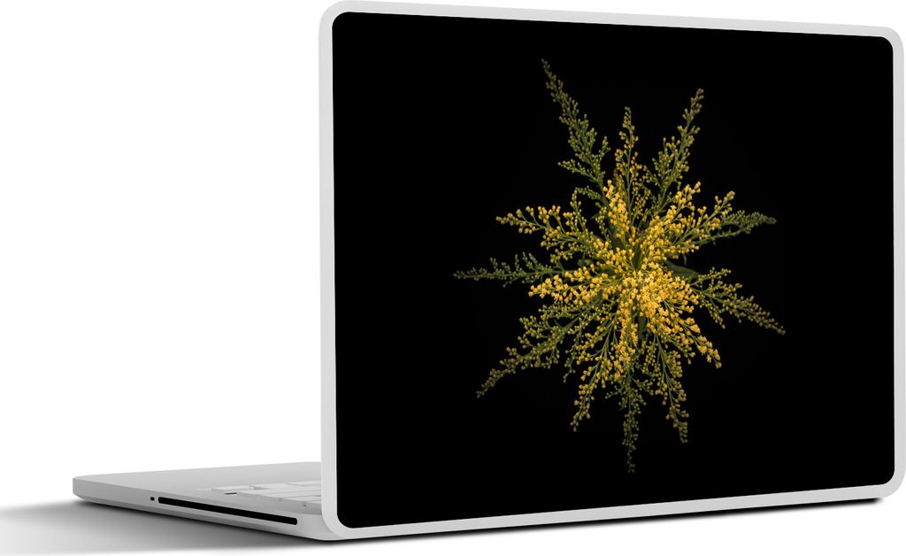 MuchoWow Laptop Aufkleber Sticker Cover Eine Goldrutenblüte auf schwarzem Hintergrund 30x22 cm - Laptop-Sticker