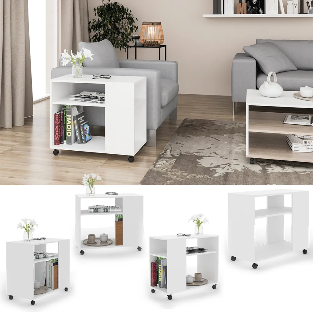 Table basse Vicco Rolli 70x35cm idéale pour café et lecture salon - 2