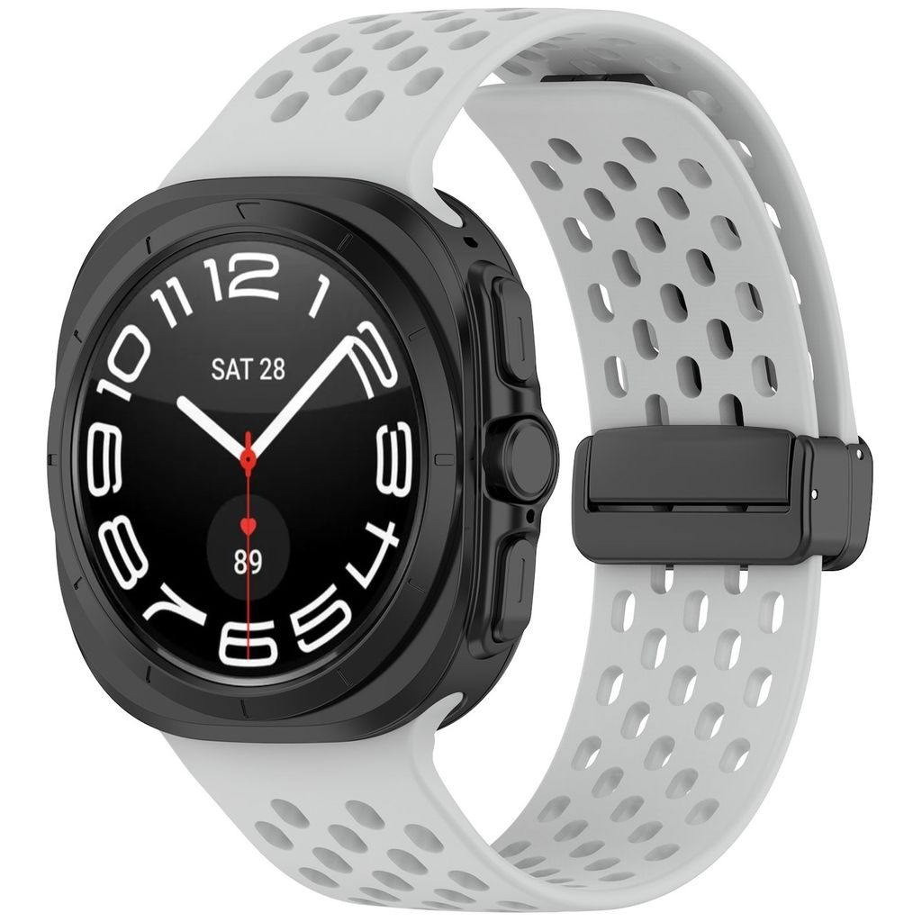 Für Samsung Galaxy Watch Ultra 47mm Silikon Design Magnetische Schnalle Ersatz Arm Band Grau