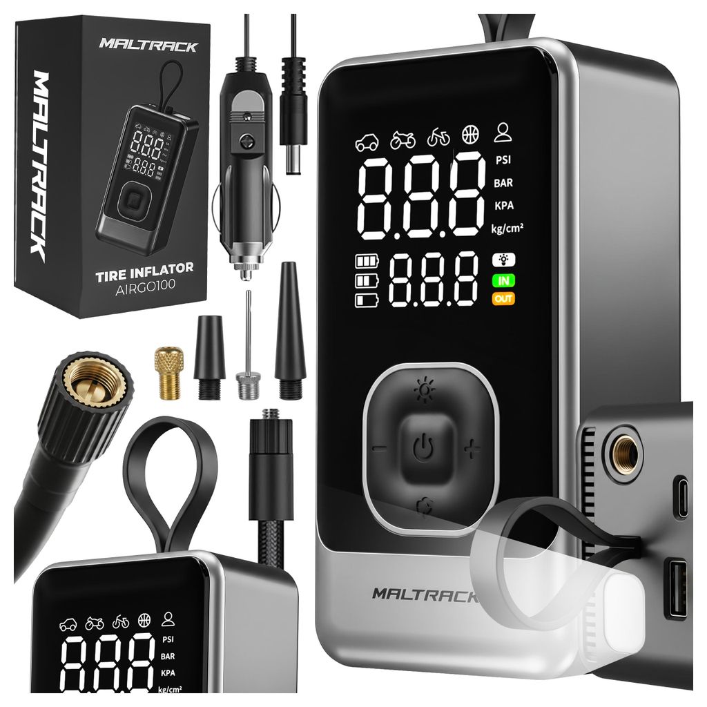 Elektrische Luftpumpe mit 4000mAh Akku 150 PSI Kompressor Digitale Fahrradpumpe Auto Motorrad Powerbank LED