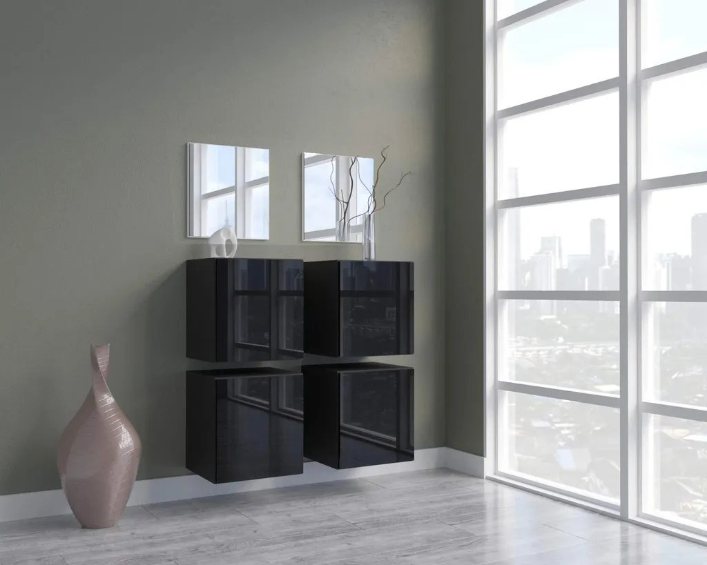 Aménagement Entrée : Vestiaire Complet avec Meuble Chaussures Noir F4
