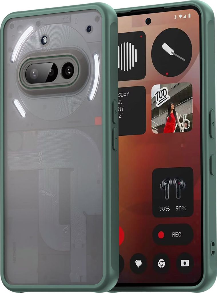 Matt Hülle für Nothing Phone 3a mit Kameraschutz, Transluzente Matt Rückseite Stoßfeste Handyhülle Grün