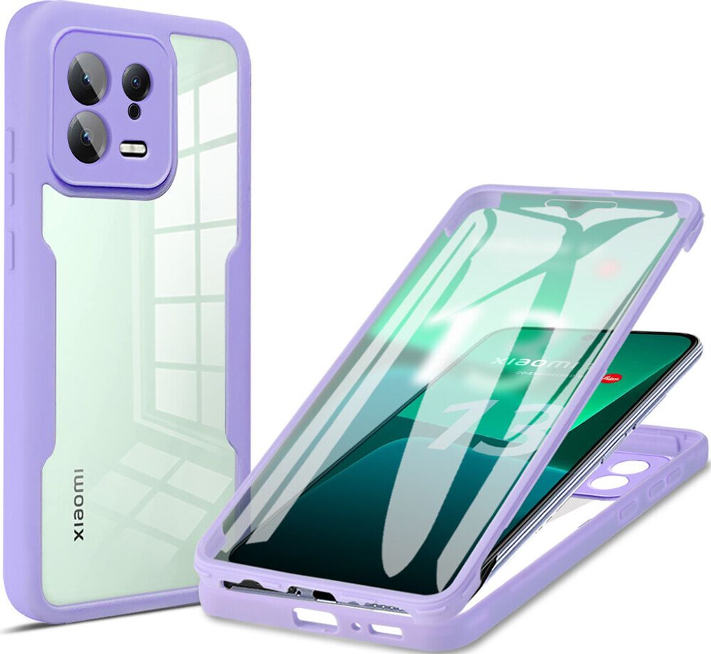 Xiaomi 13 Schutzhülle, Eingebautem Displayschutz 360 Grad Komplettschutz Handyhülle für Xiaomi 13 Lila
