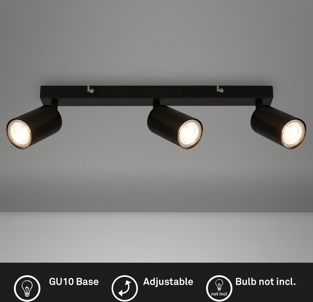 Deckenlampe schwenkbar, GU10 Fassung, max.9W, Deckenstrahler, Wohnzimmerlampe, Schlafzimmerlampe, Küchenlampe, Deckenleuchte, 44 cm, Schwarz