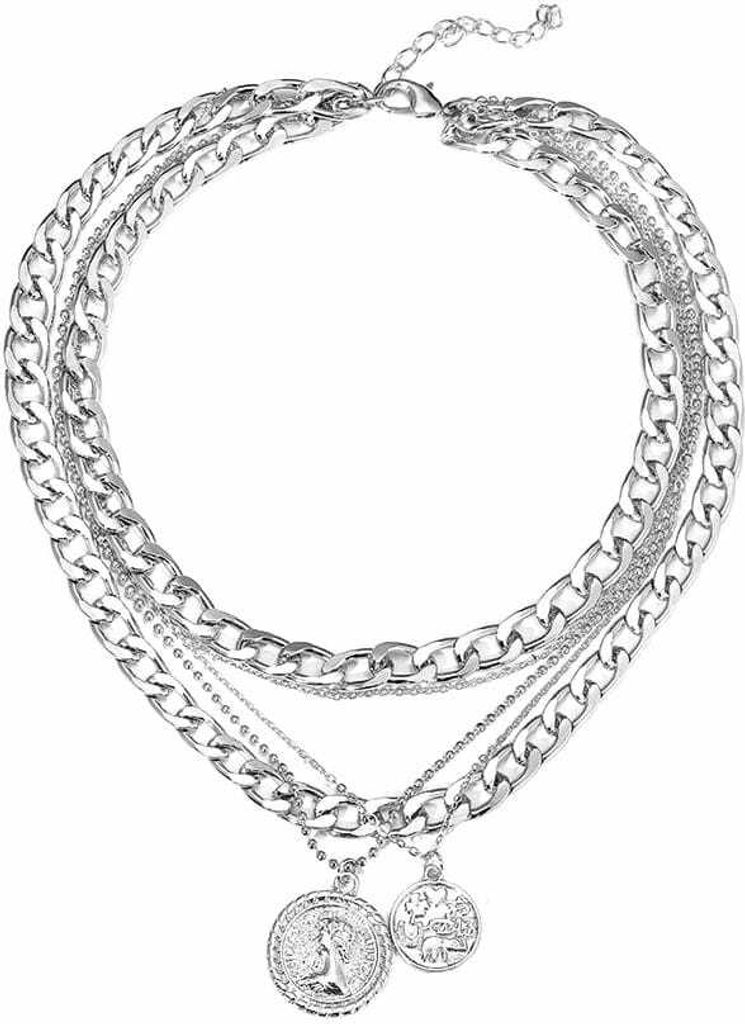 Collana a catena da donna con medaglioni, oro, lunghezza 50 Immagine del prodotto 
