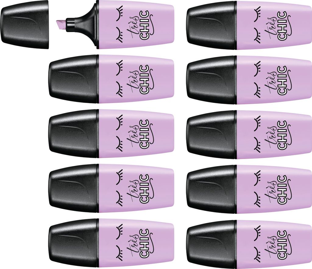 Textmarker - STABILO BOSS MINI Pastellove - 10er Pack - Schimmer von Lila