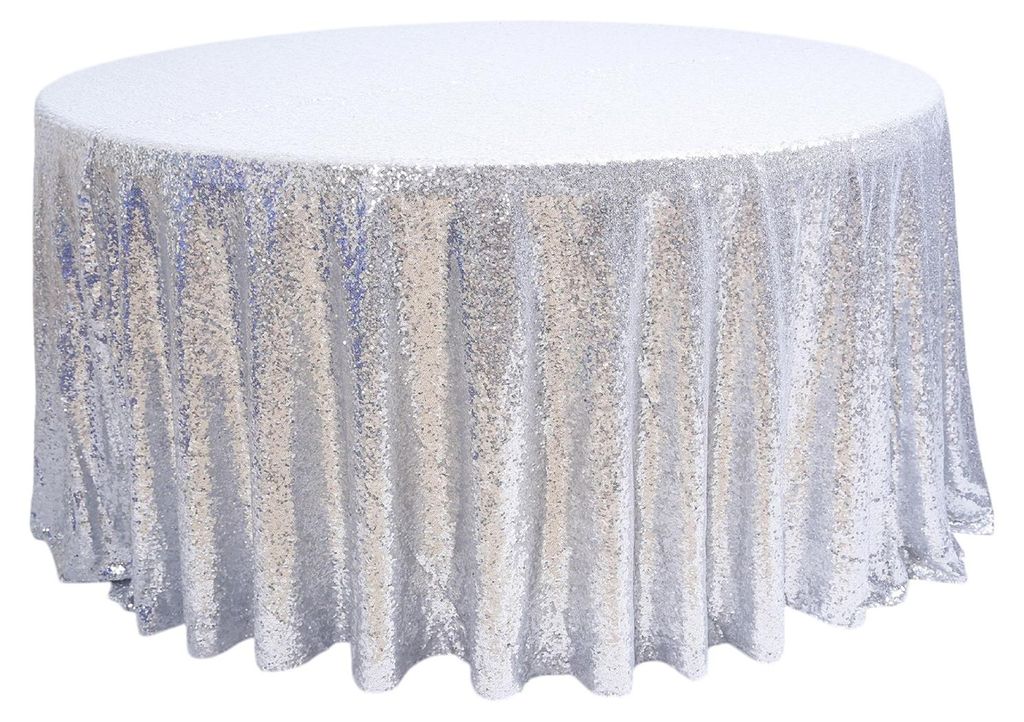Runde Tischdecke mit atemberaubenden Pailletten, wiederverwendbar, kratzfest, atmungsaktiv, fleckenabweisend
