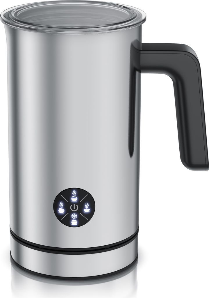 Arendo Milchaufschäumer elektrisch 500 W, Antihaftbeschichtung, 4 Modi, 150-300ml, für Latte Macchiato, Cappuccino und Kakao, Edelstahlgehäuse, ...
